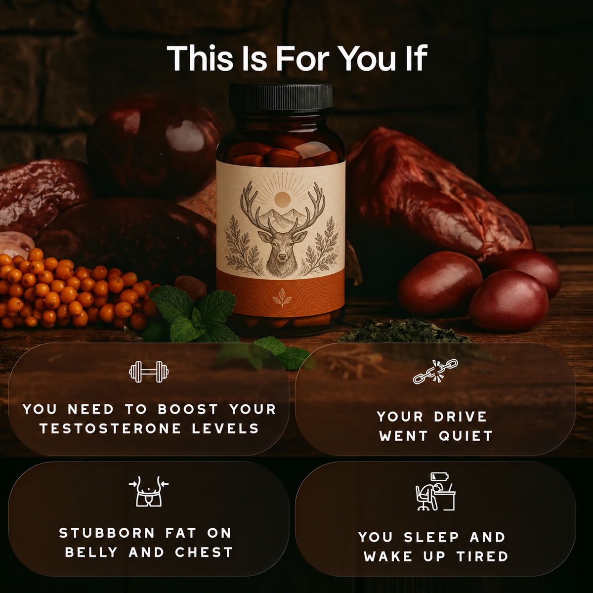 Natural Testosterone Booster – Men's Energy, Strength & Vitality Support | 60 Capsules